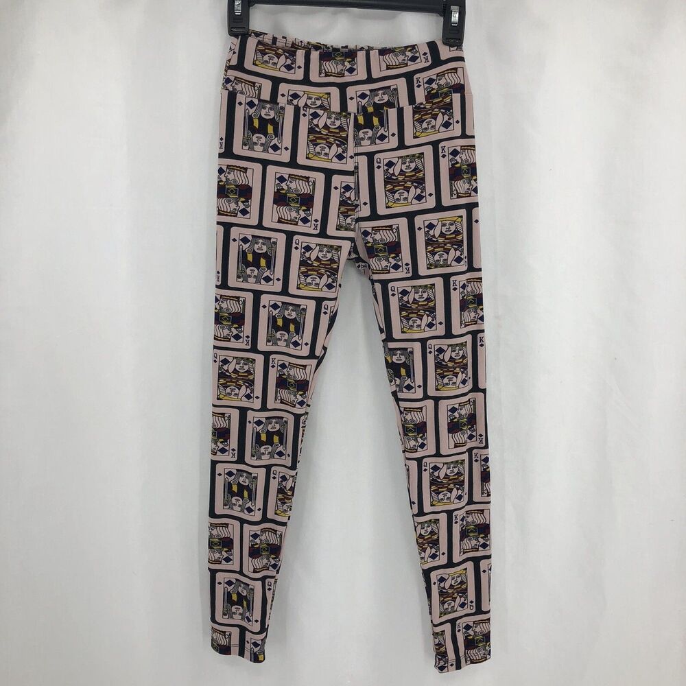 Lularoe Leggings OS One Size Pink Playing Cards King Queen Diamonds GGG13